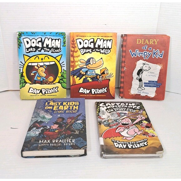 Childrens Book Lot (5) Wimpy Kid, Dog Man Captain Underpants Last Kids On Earth - Picture 1 of 7